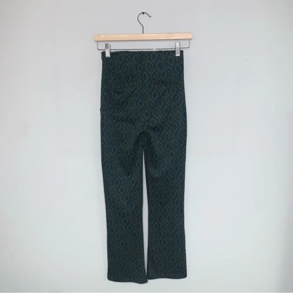 Free People Retro Flare‎ Pants Women’s Size 0 US Teal Green Brown Black